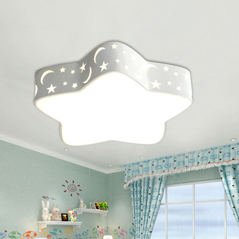 Celestial Cuddles: Sparkling Starry Night Led Ceiling Light For Kids White /