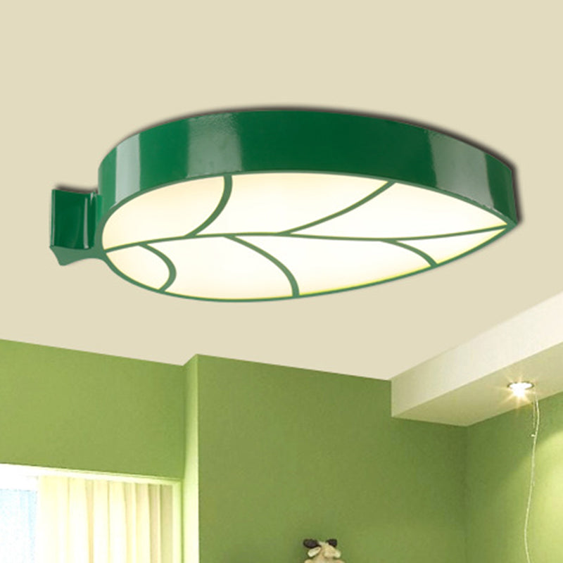 Bring Nature’s Tranquility To Your Nursery: Leaf - Shaped Led Ceiling Light Green / Warm