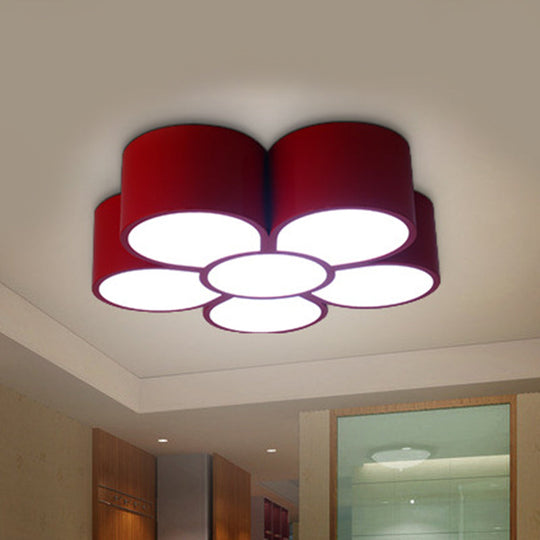 Brighten Young Minds With The Floral Kindergarten Led Ceiling Light Red / 18’ White