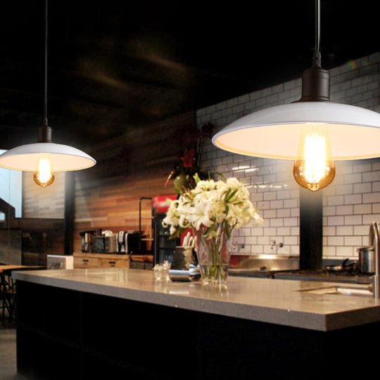 Audrey Metal Pot Lid Pendant Light - Chic 1 - Light Fixture For Restaurants White Lighting