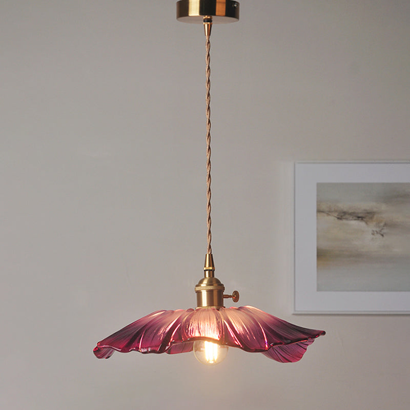 Amina Vintage Floral Hanging Lamp - Adds Industrial Charm Purple Pendant Lighting