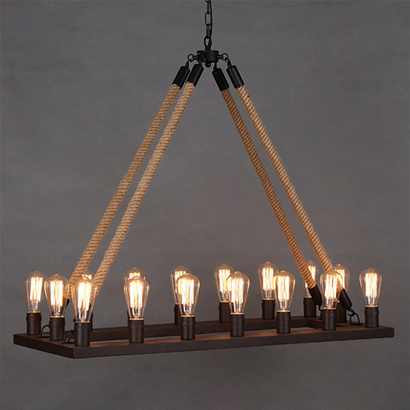 Amelia - Industrial Chandelier With 16 Rectangular Lights (Perfect For Cafes) Black Pendant Lighting