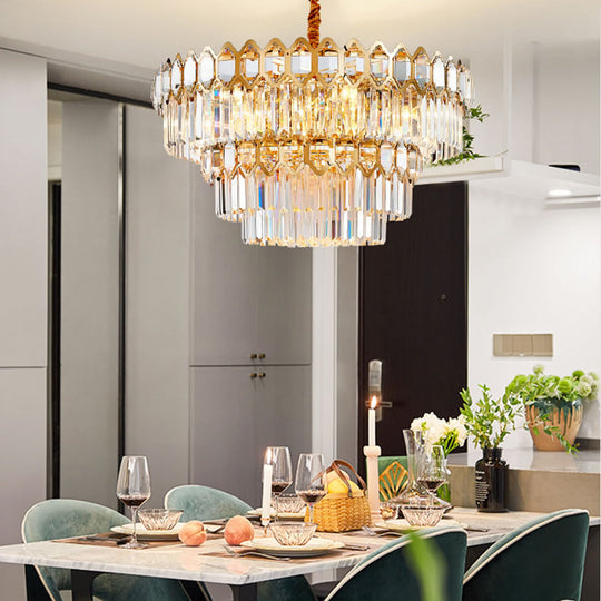 Penelope Modern Gold Chandelier With Clear Crystal Prisms