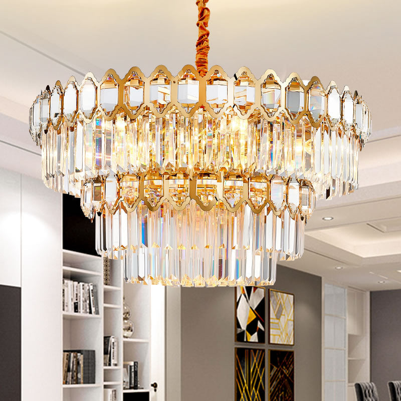 Penelope Modern Gold Chandelier With Clear Crystal Prisms