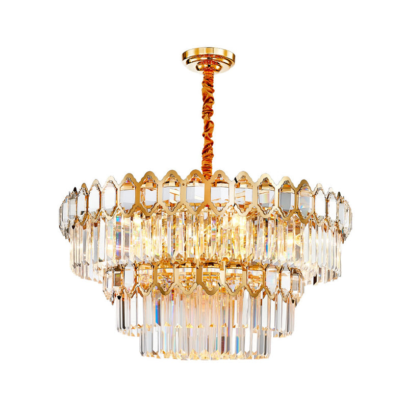 Penelope Modern Gold Chandelier With Clear Crystal Prisms