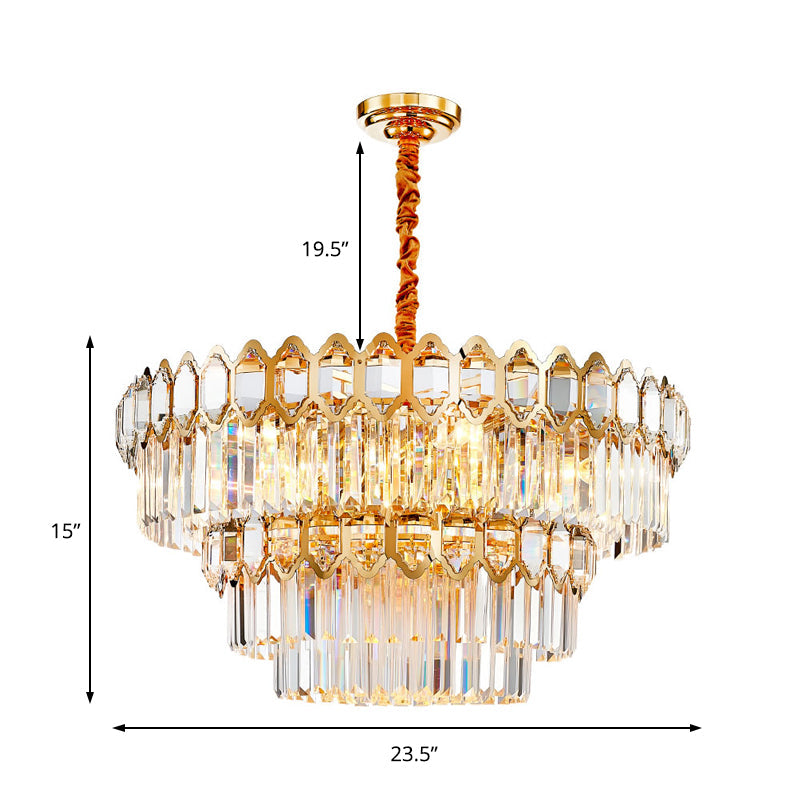 Penelope Modern Gold Chandelier With Clear Crystal Prisms