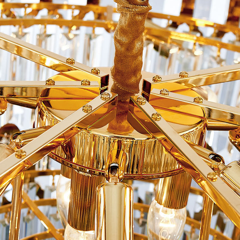 Penelope Modern Gold Chandelier With Clear Crystal Prisms