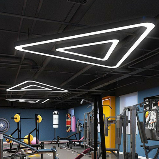 Triangular Led Gym Chandelier - Contemporary Acrylic Suspension Light In Black Multi - Size Energy