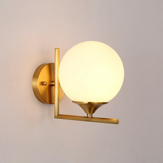 Modern Elegance Meets Warmth: Gold Sphere Bedside Wall Sconce / 6’