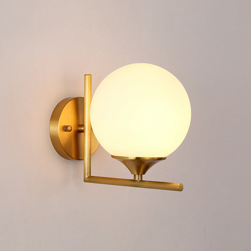 Modern Elegance Meets Warmth: Gold Sphere Bedside Wall Sconce / 6’