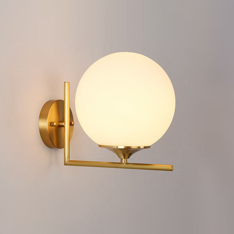 Modern Elegance Meets Warmth: Gold Sphere Bedside Wall Sconce / 8’