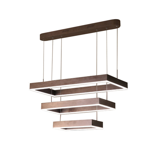 Modern Elegance Meets Warmth: Coffee Acrylic Rectangular Chandelier