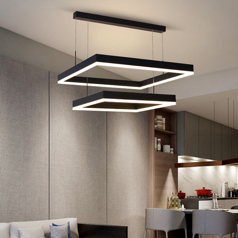 Maya’s Modern Majesty: Black 2 - Tier Led Chandelier