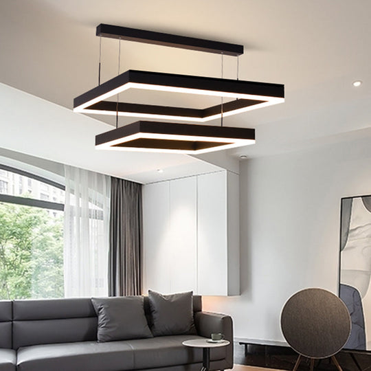 Maya’s Modern Majesty: Black 2 - Tier Led Chandelier