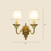 White And Brass Fabric Wall Mounted Light - Minimalist Tapered Sconce 2 / Wall Light