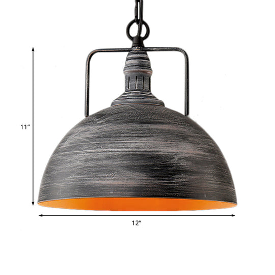 Elara - Adjustable Industrial Pendant Light With Aged Silver Dome (1 - Light)