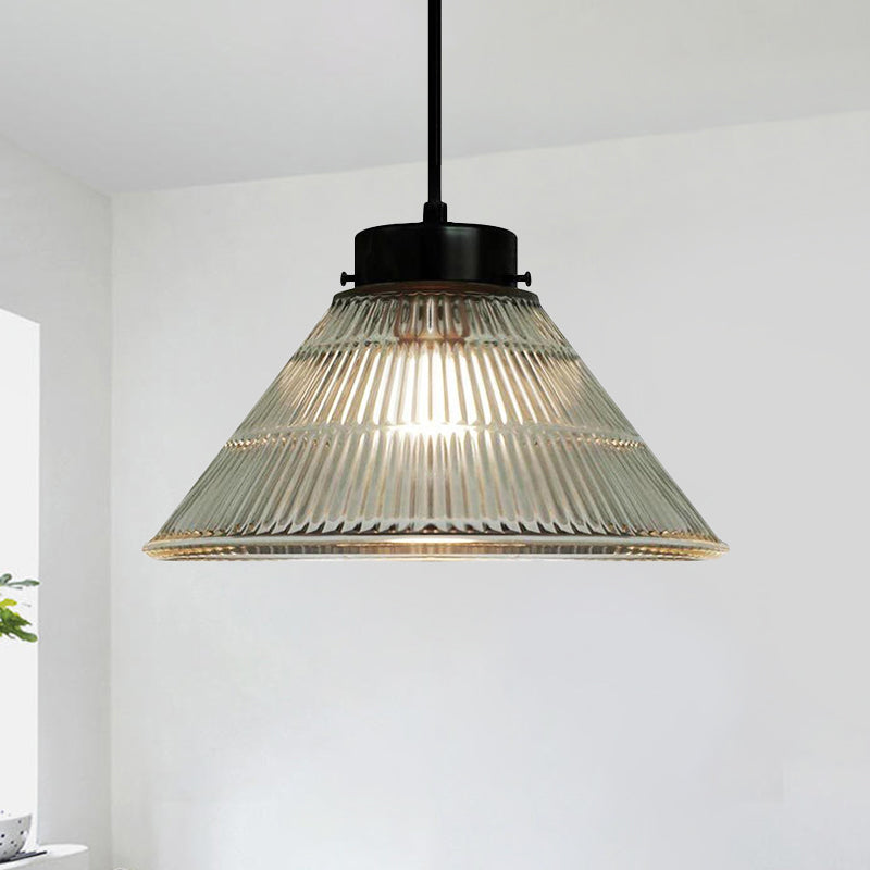 Captivating Vintage Charm: The Clear Ribbed Glass Pendant Ceiling Light Lighting