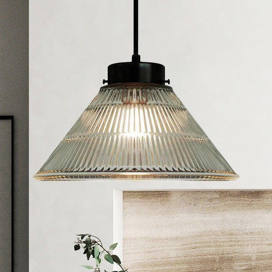 Captivating Vintage Charm: The Clear Ribbed Glass Pendant Ceiling Light Lighting