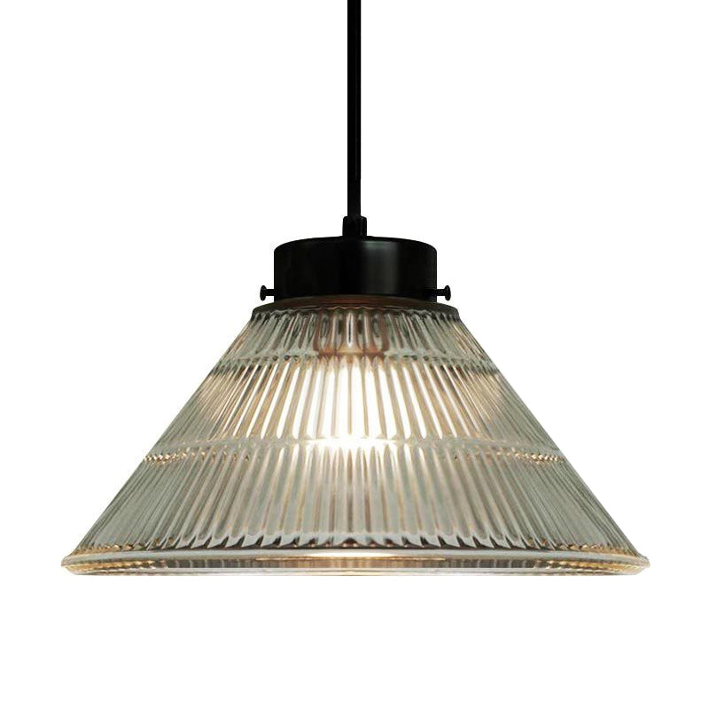 Captivating Vintage Charm: The Clear Ribbed Glass Pendant Ceiling Light Lighting