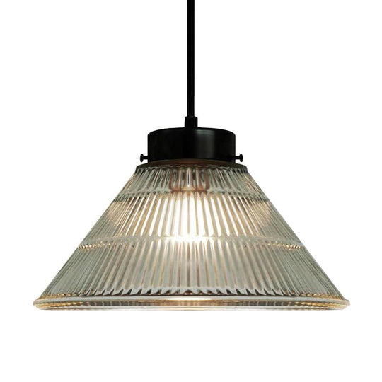 Captivating Vintage Charm: The Clear Ribbed Glass Pendant Ceiling Light Lighting