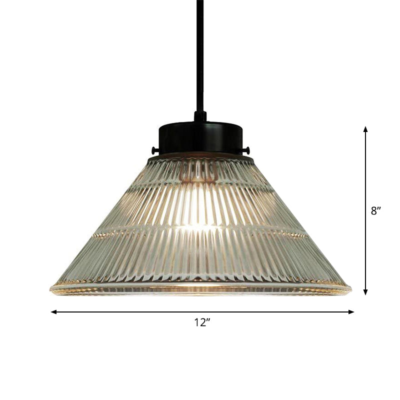 Captivating Vintage Charm: The Clear Ribbed Glass Pendant Ceiling Light Lighting