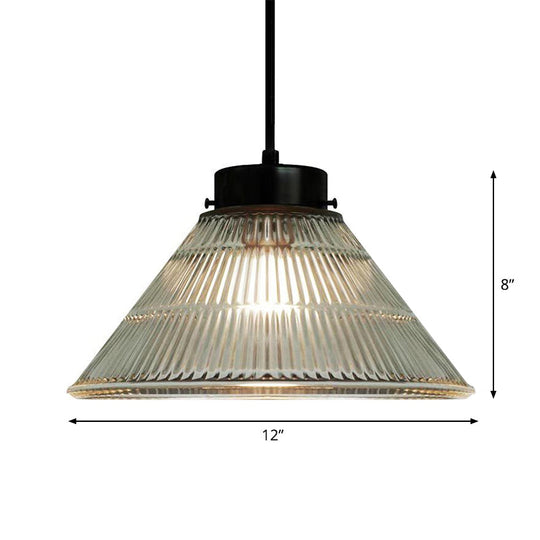 Captivating Vintage Charm: The Clear Ribbed Glass Pendant Ceiling Light Lighting