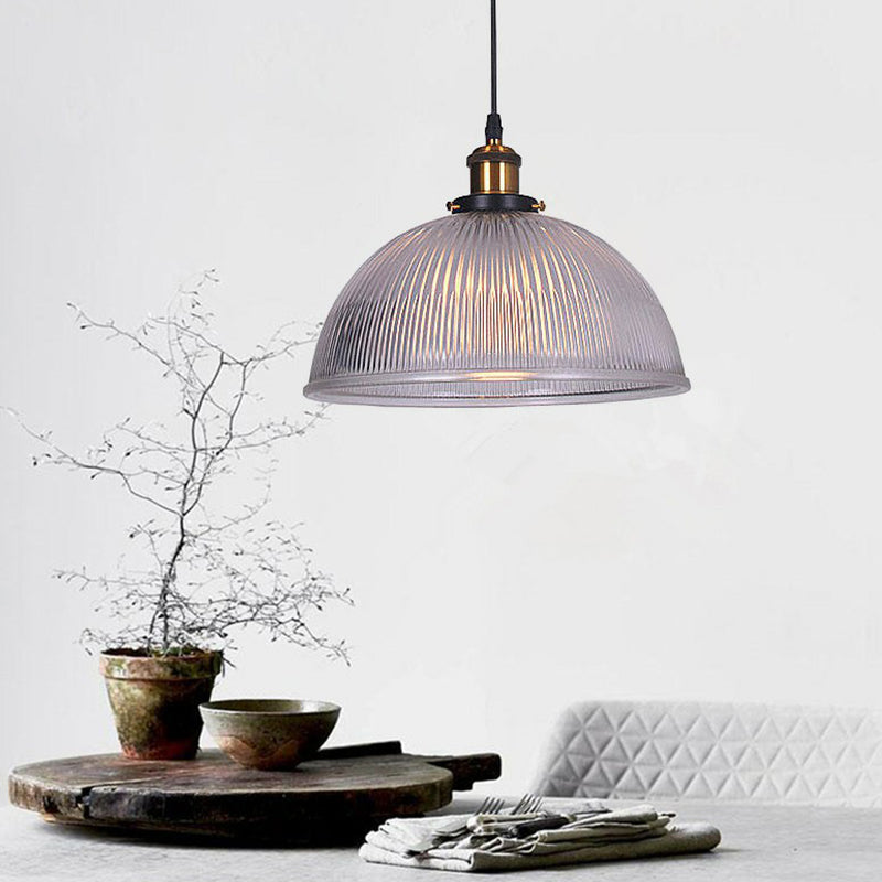 Monroe - Industrial Clear Ribbed Glass Pendant Light