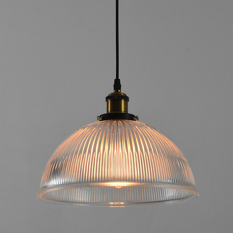 Monroe - Industrial Clear Ribbed Glass Pendant Light