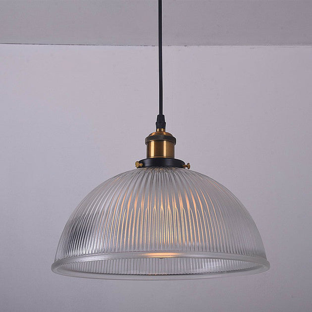 Monroe - Industrial Clear Ribbed Glass Pendant Light