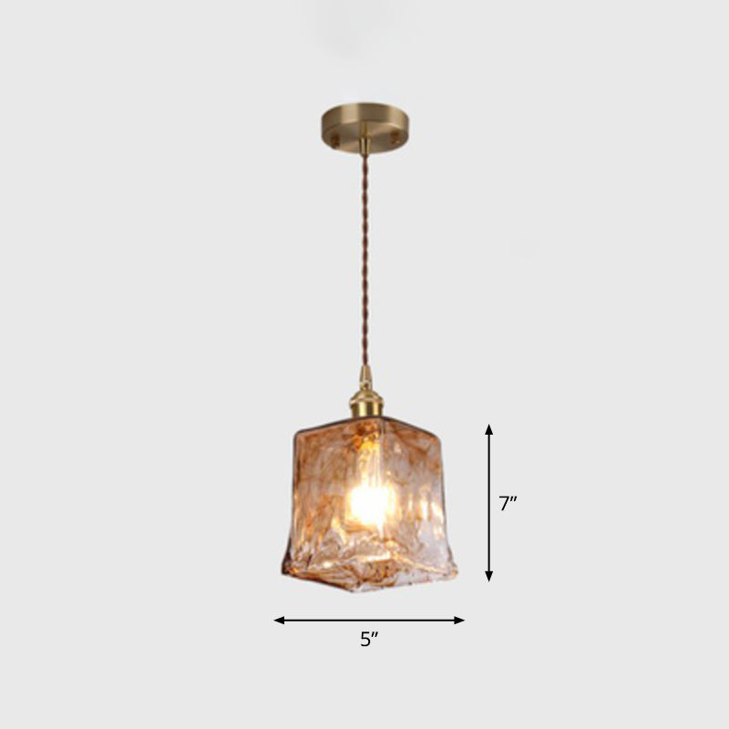 Brooklyn Shaded Pendant Light - Brown Glass Brass Hanging For Dining Rooms