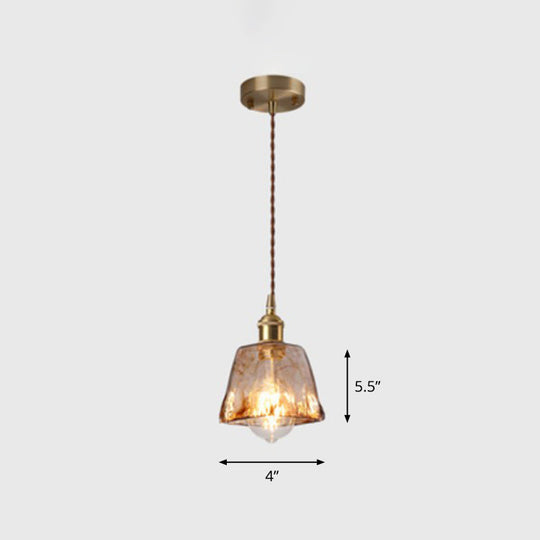 Brooklyn Shaded Pendant Light - Brown Glass Brass Hanging For Dining Rooms