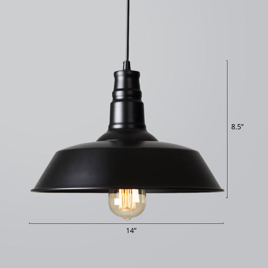 Industrial Iron Pendant Light (1 - Light) - Choose Your Size And Finish Black / Medium