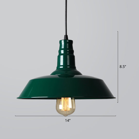 Industrial Iron Pendant Light (1 - Light) - Choose Your Size And Finish Green / Medium