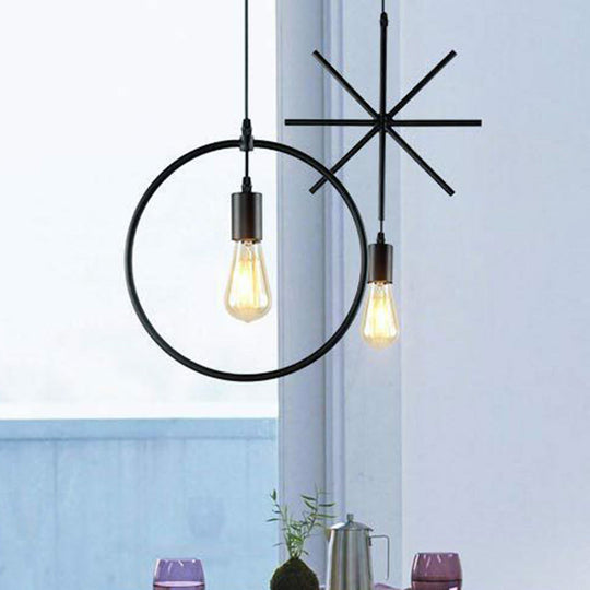 Cali Geometric Pendant: Bold Style & Warm Ambiance (Black Metal)