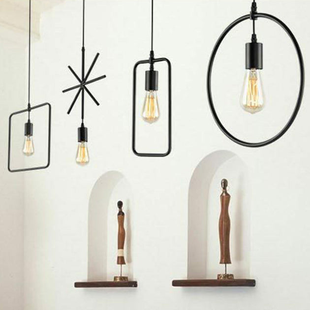 Cali Geometric Pendant: Bold Style & Warm Ambiance (Black Metal)