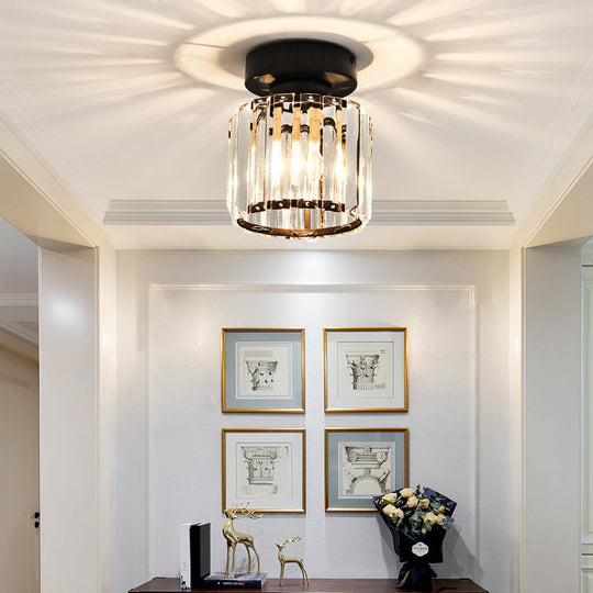 Clara - Elegant Black And Gold Semi - Flush Mount Light