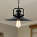 Juliette’s 10’/14’ Flared Metallic Pendant Light - Black Industrial Fixture For Lofts And