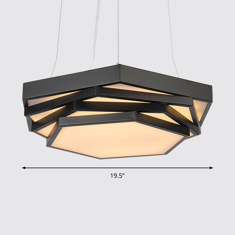 Fiona Elegance Meets Geometric Brilliance: The Hexagonal Led Chandelier Black / Warm