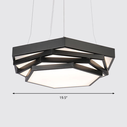 Fiona Elegance Meets Geometric Brilliance: The Hexagonal Led Chandelier Black / Natural