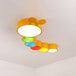 Olivia Yellow Metallic Cartoon Caterpillar Led Flush Mount Ceiling Light For Kindergarten / White