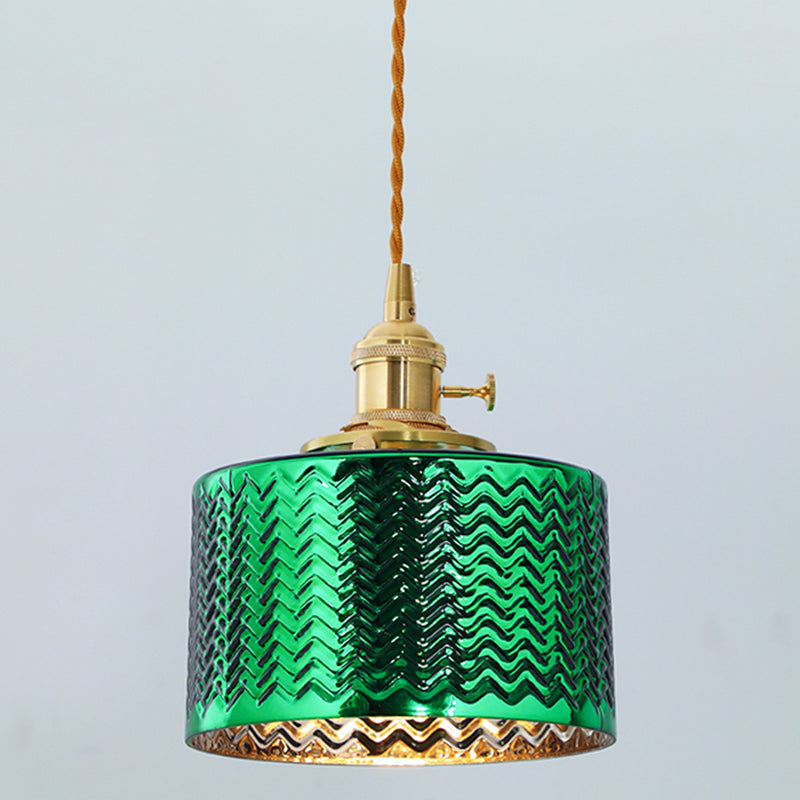 Serene Oasis: Vintage Wave Glass Pendant Lamp For Tranquil Evenings (1 - Light Green) Green