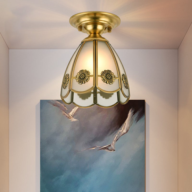 Colonial Charm Meets Modern Versatility: The Brass Ceiling Flush Light / Cone