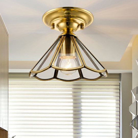 Colonial Charm Meets Modern Versatility: The Brass Ceiling Flush Light / Wide Flare