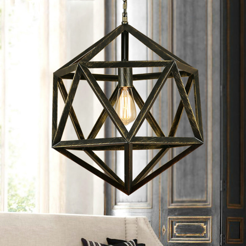 Captivating Geometry Meets Industrial Charm: The Geometric Hanging Lamp Black / 14’