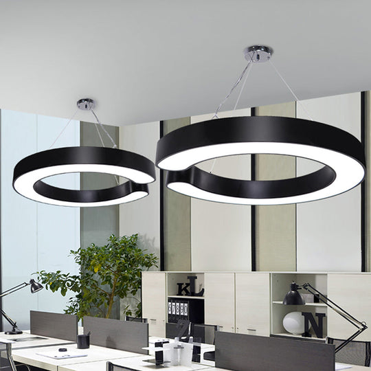 Blake’s Bold C - Curve: Modern Led Pendant Lamp In Black Or White Ceiling Light