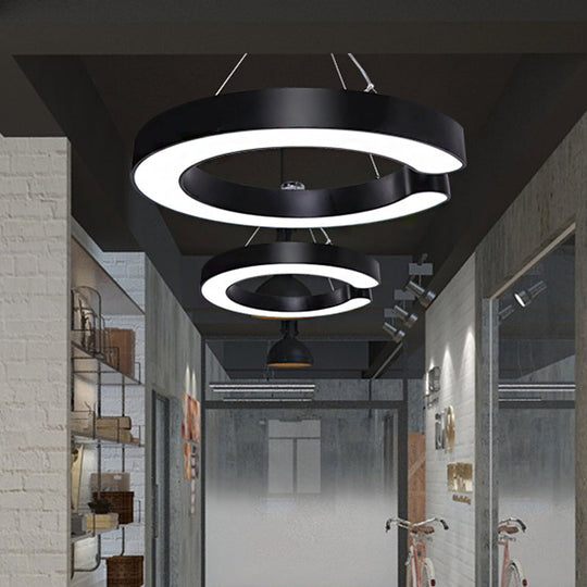 Blake’s Bold C - Curve: Modern Led Pendant Lamp In Black Or White Ceiling Light