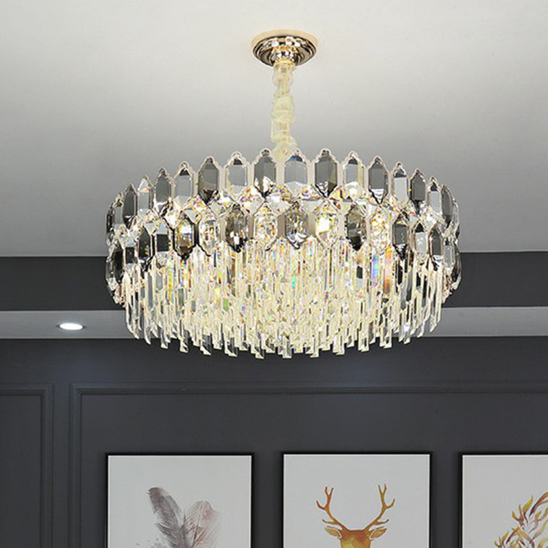 Gabriela Modern Crystal Chandelier - Smoke Grey Tiered Pendant (Multiple Sizes)