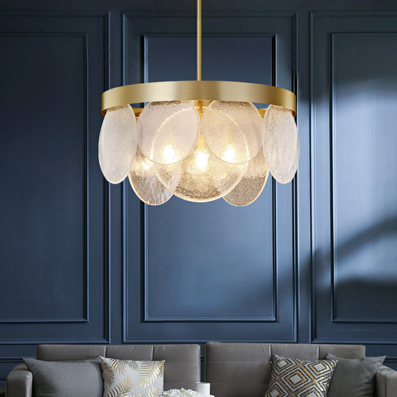 Khloe Postmodern Chandelier - Brass & Seeded Glass Delight