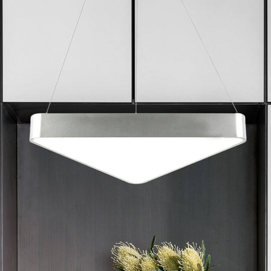 Ariella Modern Triangle Pendant: Light Up Your Space With Style And Warmth Silver / White 23.5’