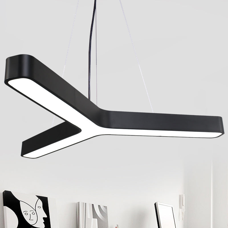 Sleek Metal Y - Shaped Led Pendant Lamp - Black & Silver Perfect For Gymnasiums (23.5’ 47’) /